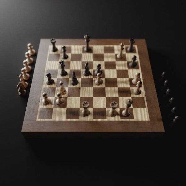 Chess board set up for a game